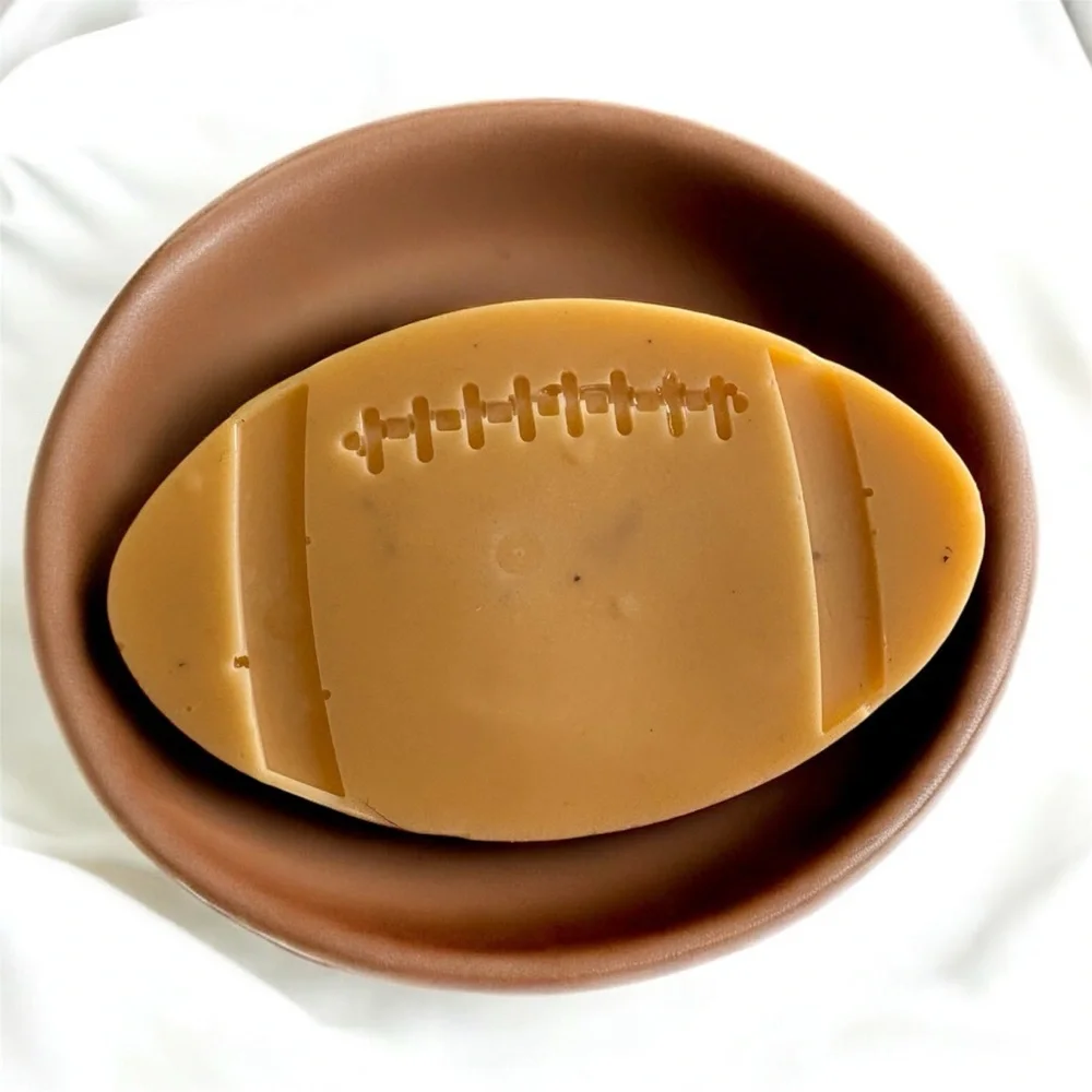 Rum scented Soap football shaped 3x2in 6oz shea butter based handmade